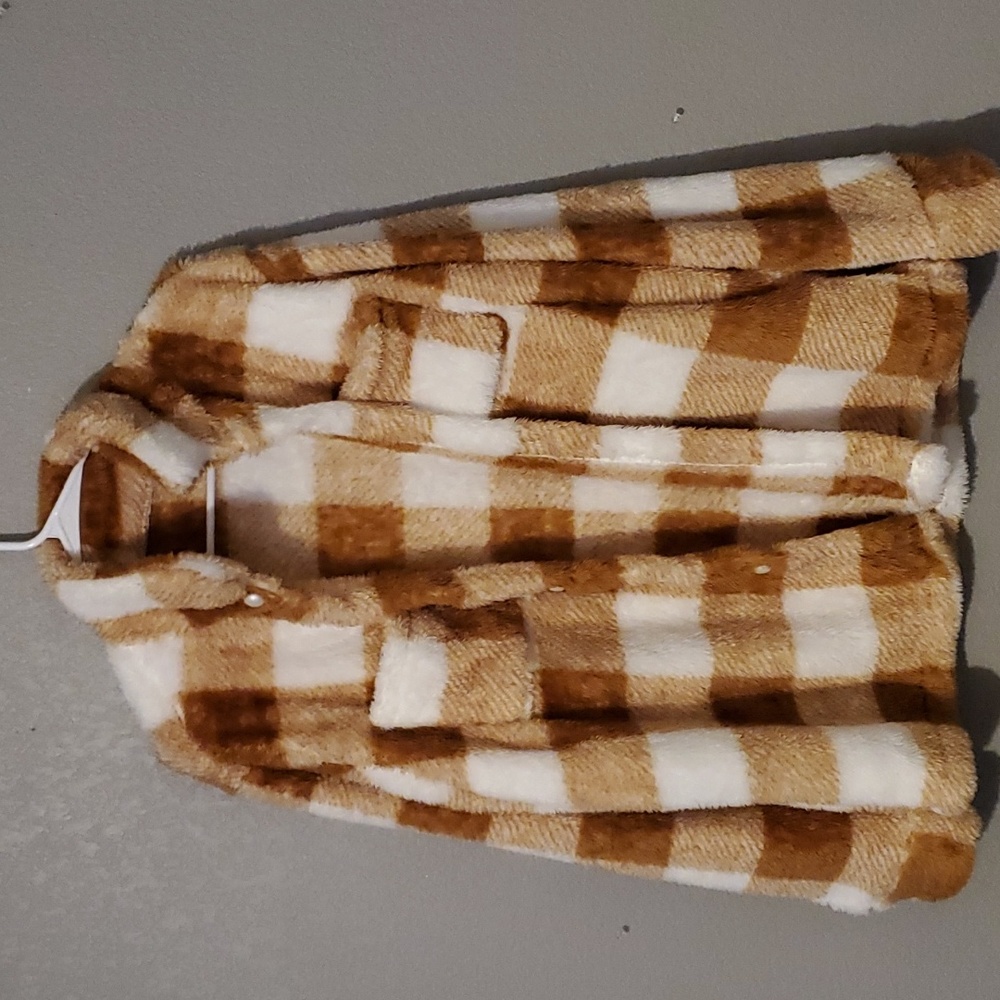 Shein Plaid Fur Jacket NWOT